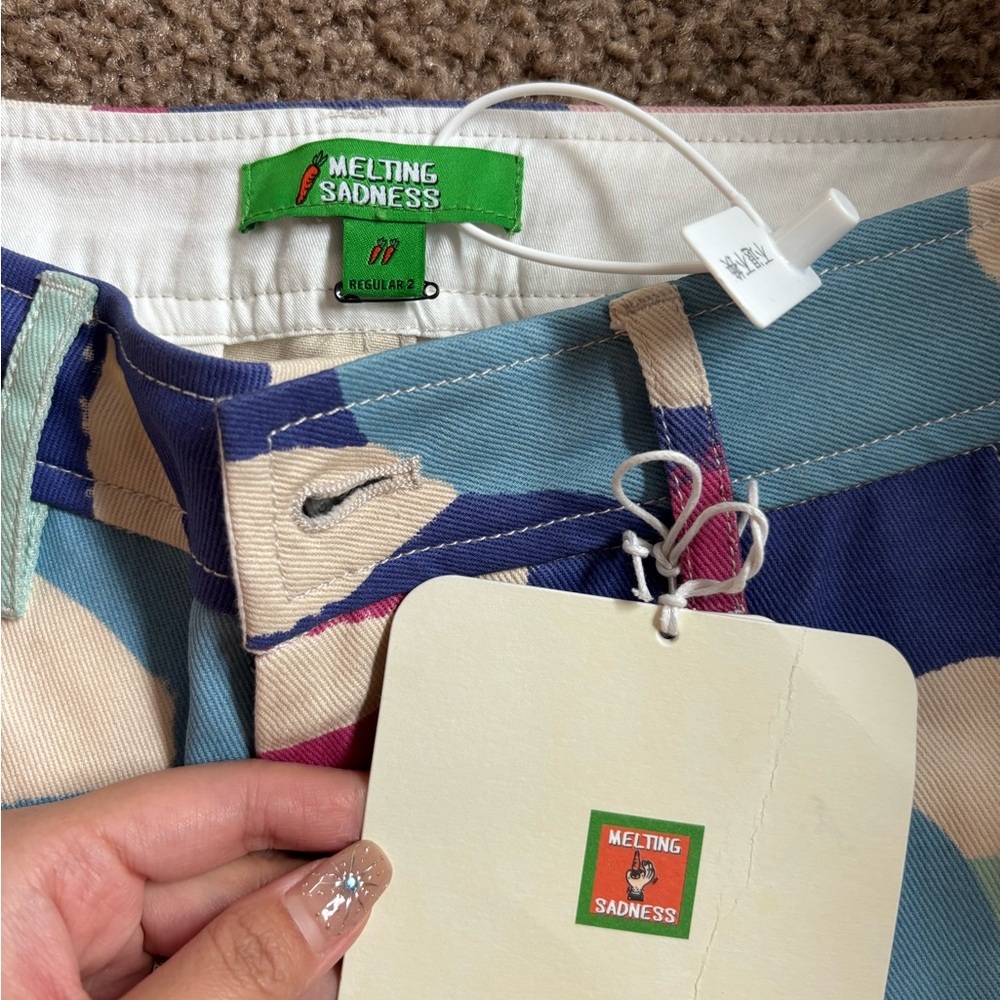 NWT Melting Sadness Colorful pattern Women's Straight Leg Pants - Picture 2 of 4